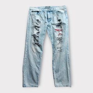 BLEECKER & MERCER MEN'S SIZE 38×32 DENIM GRUNGE BLUE JEANS.